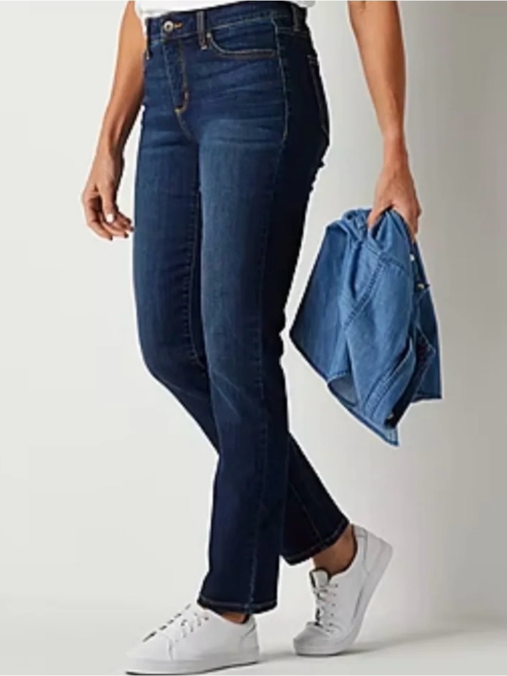 St. John’s Bay Straight Leg Jeans Dark Blue High Rise Size 8P (W28–29)